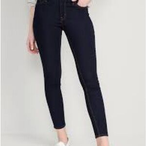 Women's Dark Blue Skinny Jeans Old Navy High Rise